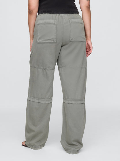 Haki Mid Rise Easy Utility Barrel Pantolon