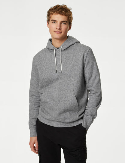 Saf Pamuklu Kapüşonlu Sweatshirt