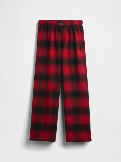 Koyu Kırmızı Stranger Things Recycled Flannel Pijama Altı