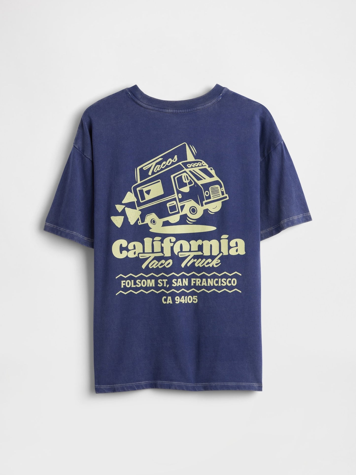 Koyu Mavi Relaxed Grafik Baskılı T-shirt