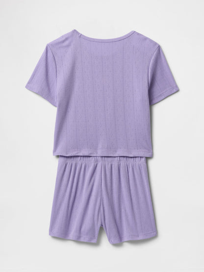 Mor Şort Pijama Takımı