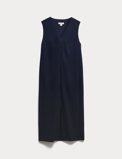 Derin V Yaka Jersey Midi Elbise