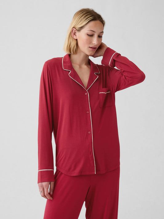 Kırmızı Modal Pijama Üstü