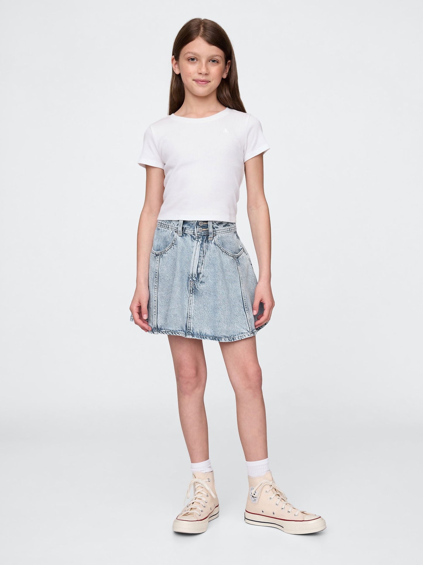 Mavi Ultrasoft Pileli Denim Etek