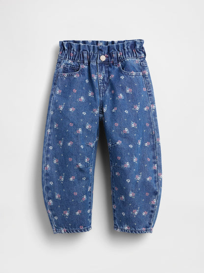 Mavi Çiçekli Horseshoe Jean Pantolon