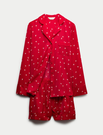 Dream Satin Kalp Desenli Pijama Takımı