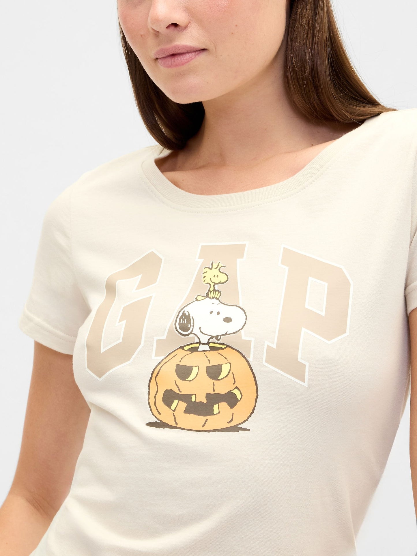Bej Peanuts Gap Logo T-shirt