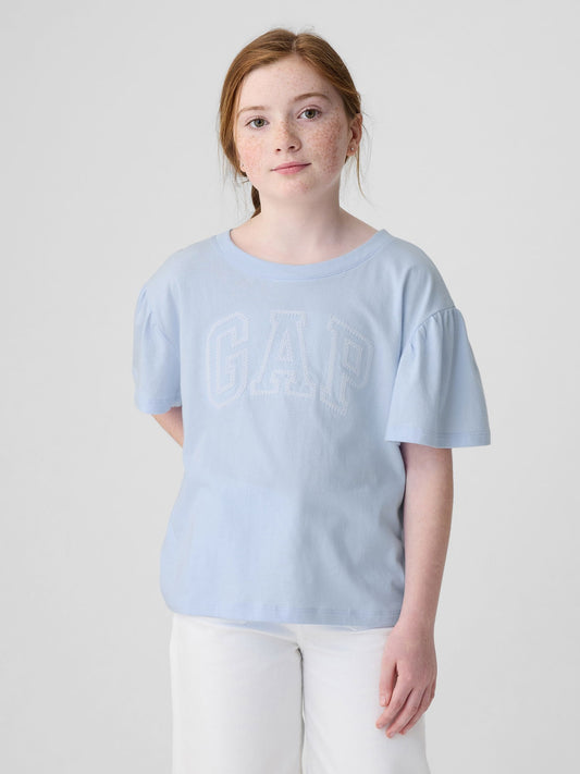 Mavi Gap Logo Fırfır Kollu T-shirt