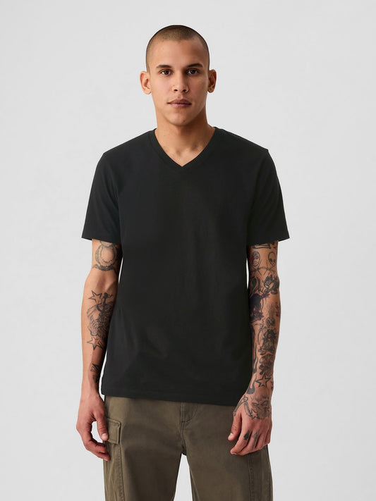 Siyah Jarse V-Yaka tshirt