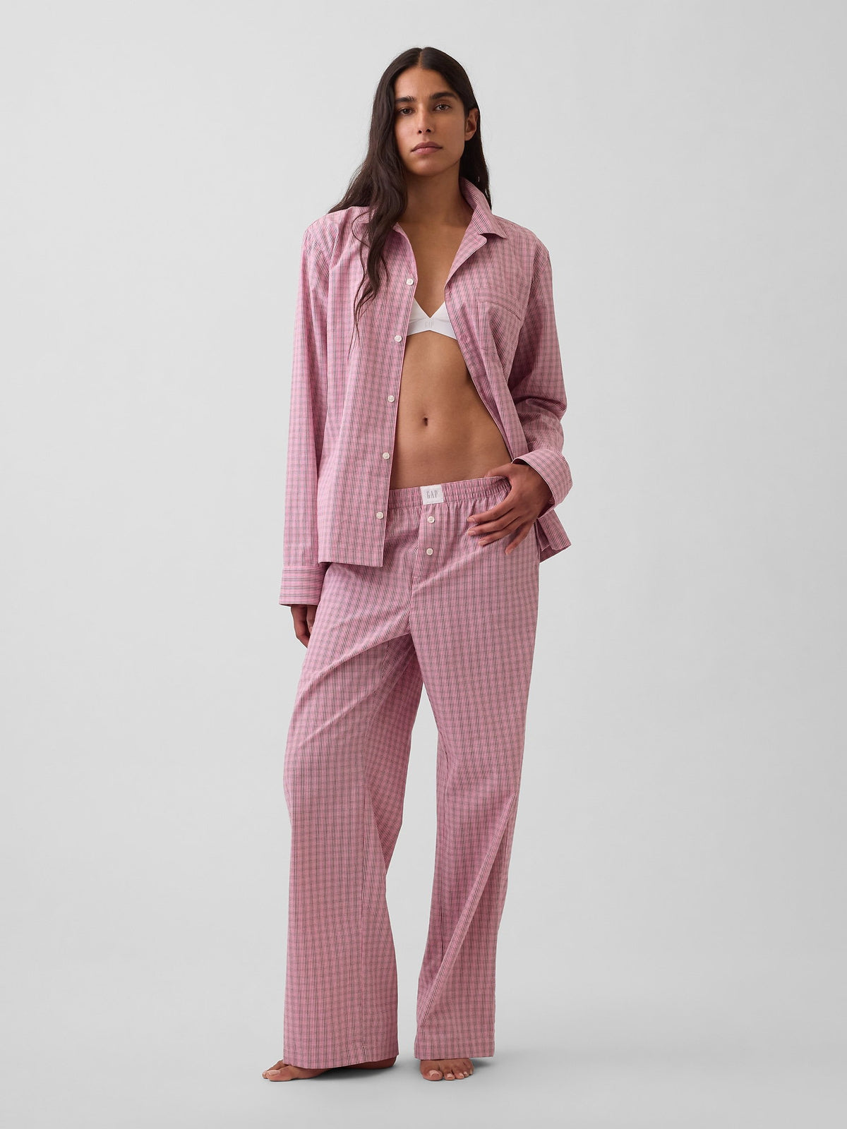 Pembe Poplin Pijama Altı