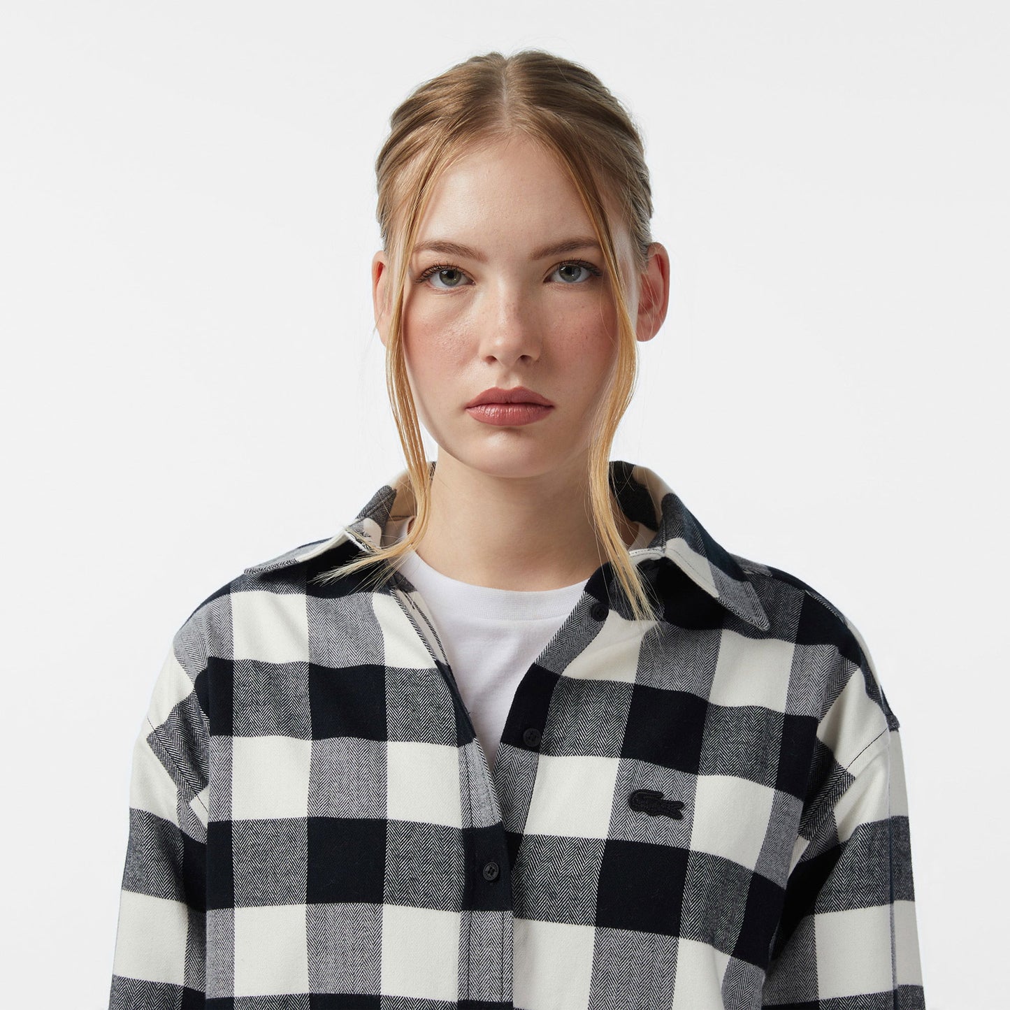 Lacoste Kadın Kareli Siyah Gömlek