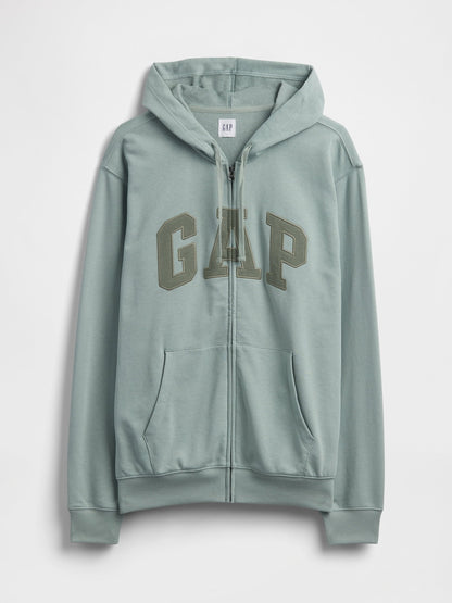 Açık Yeşil Relaxed Gap Logo Fransız Havlu Kumaş Fermuarlı Sweatshirt