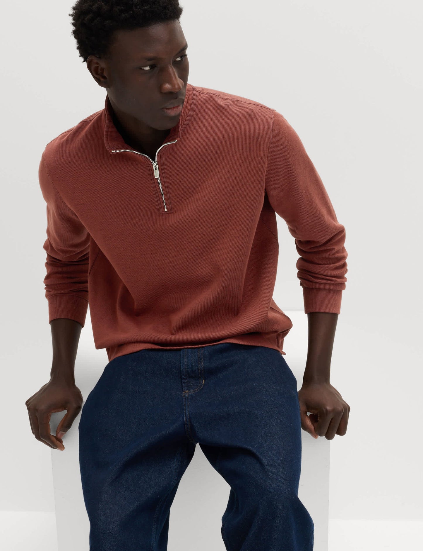 Pamuklu Karışımlı Yarım Fermuarlı Sweatshirt