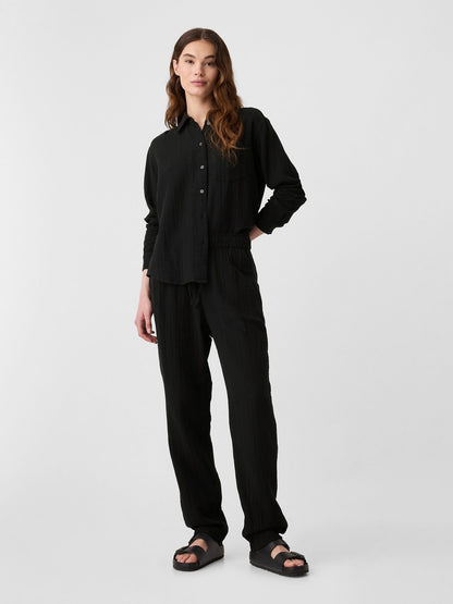 Siyah Easy Gauze Pantolon