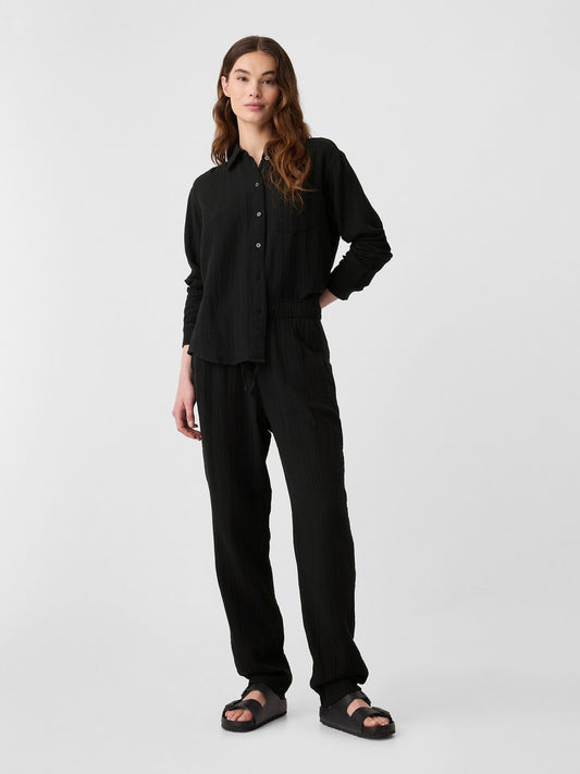 Siyah Easy Gauze Pantolon