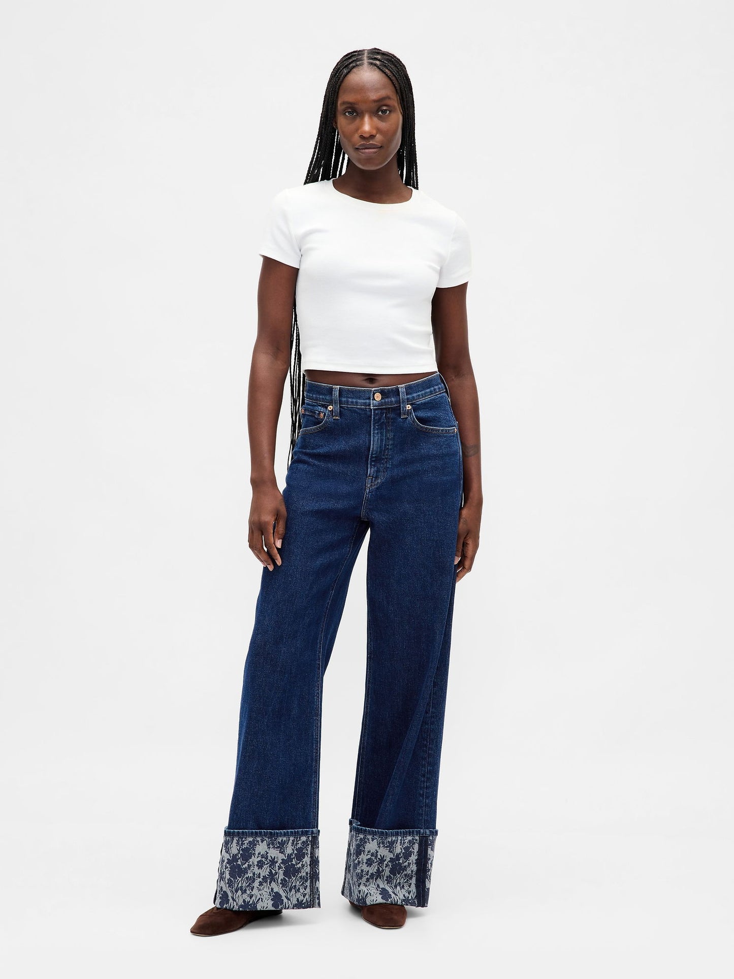 Koyu Mavi High Rise Stride Wide-leg Jean Pantolon
