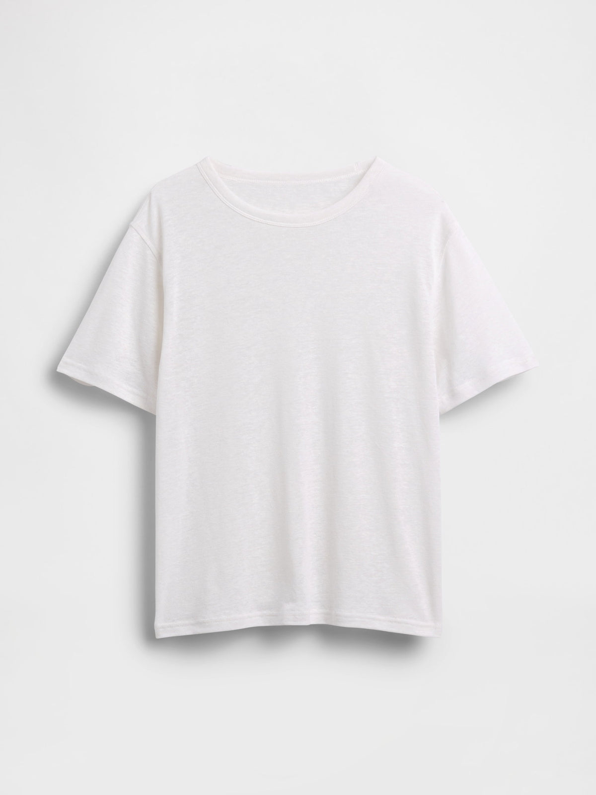 Beyaz Keten Karışımlı Relaxed T-shirt