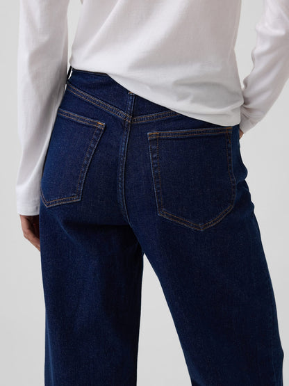 Koyu Mavi High Rise Stride Wide-leg Jean Pantolon