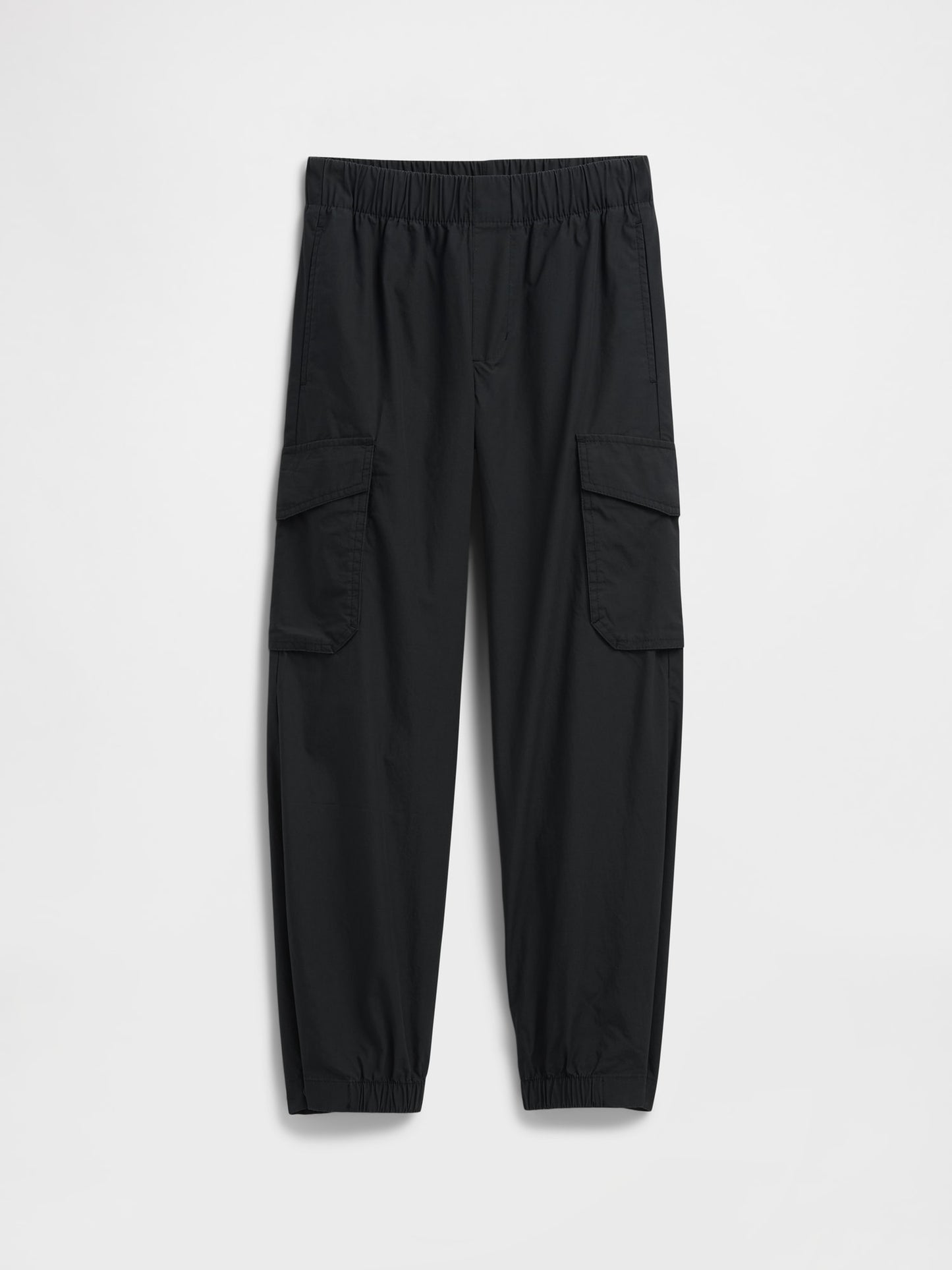 Siyah Pull-on Kargo Paraşüt Pantolon