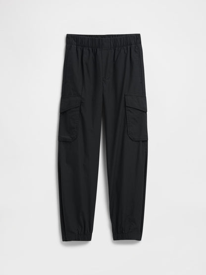 Siyah Pull-on Kargo Paraşüt Pantolon