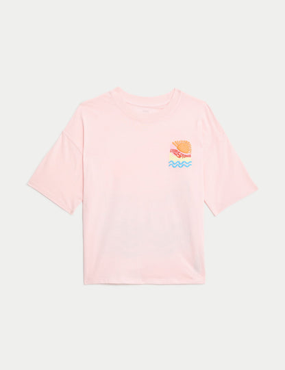 Saf Pamuklu Kısa Kollu T-shirt (6-16 Yaş)