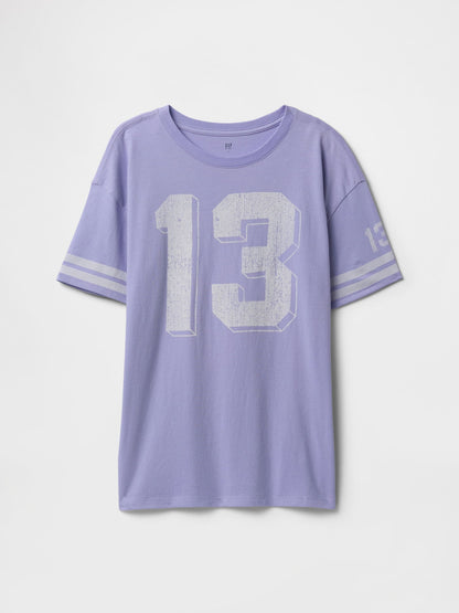 Lila Varsity Grafik Tunik T-shirt