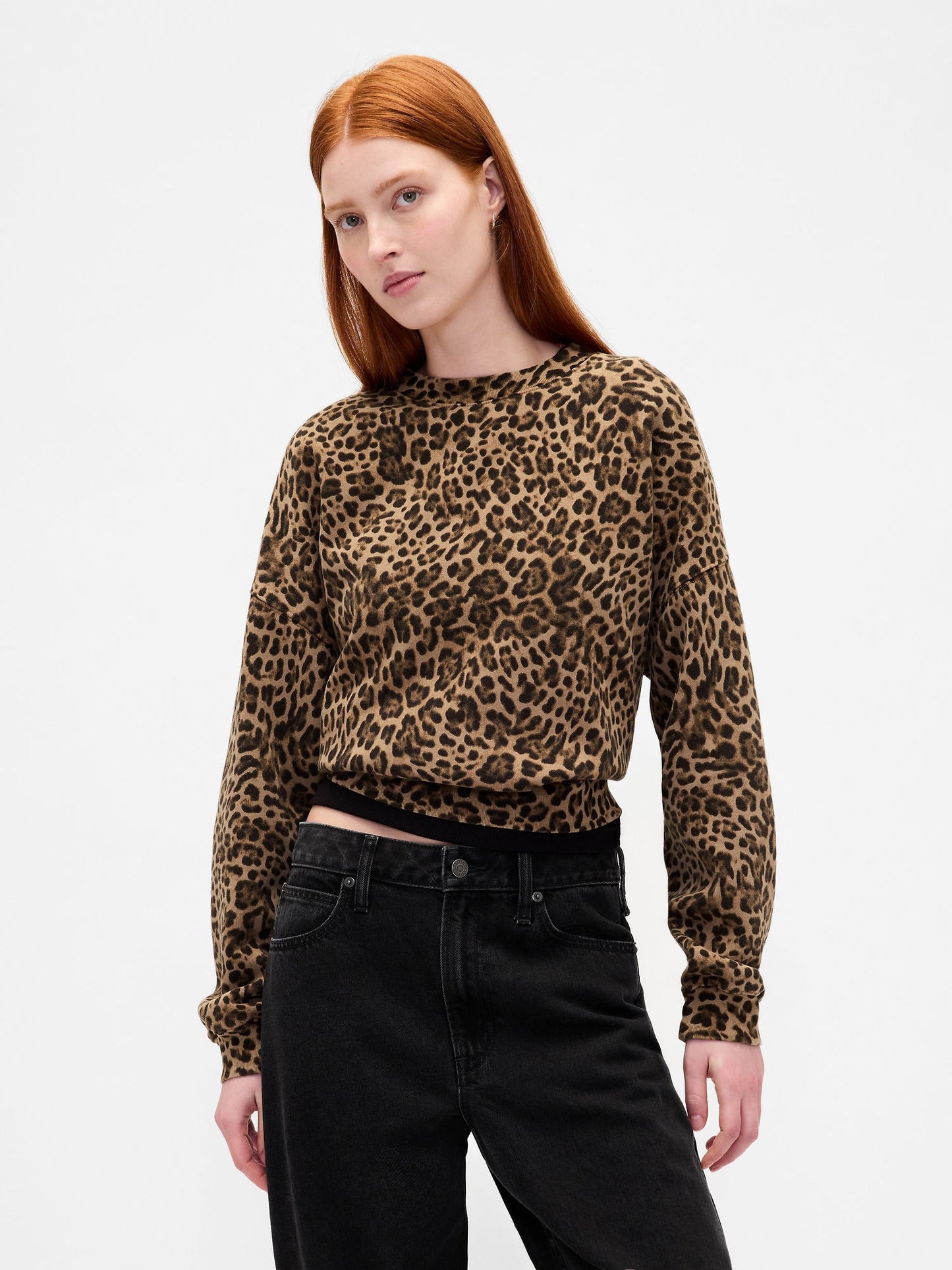 Kahverengi Vintagesoft Bisiklet Yaka Crop Sweatshirt