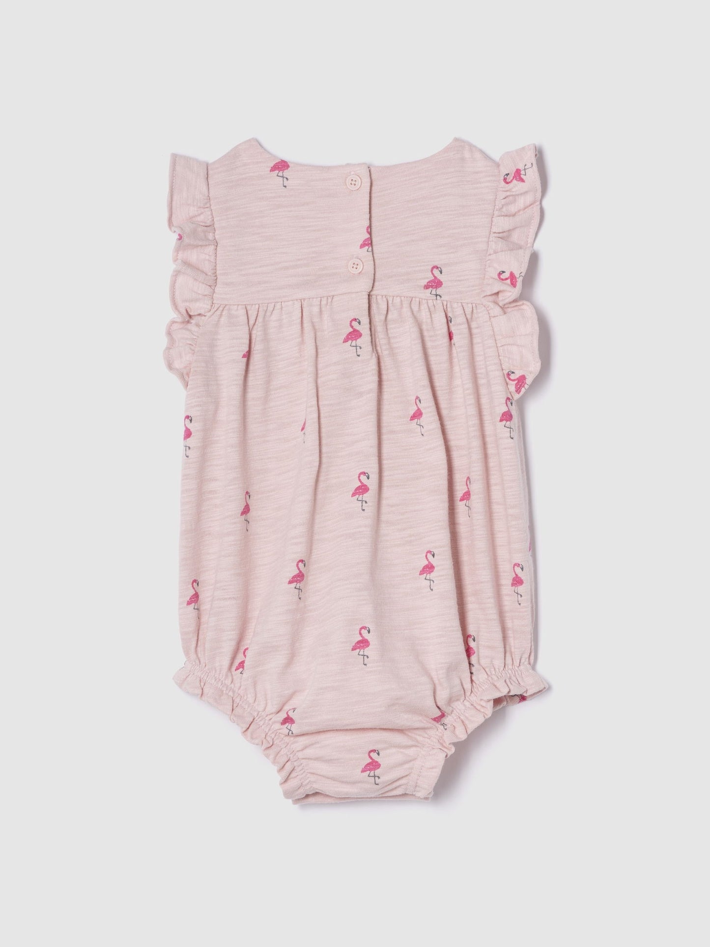 Pembe Organik Pamuk Smocked Balon Kısa Tulum