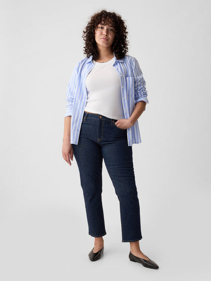 Lacivert Mid Rise Vintage Slim Jean Pantolon