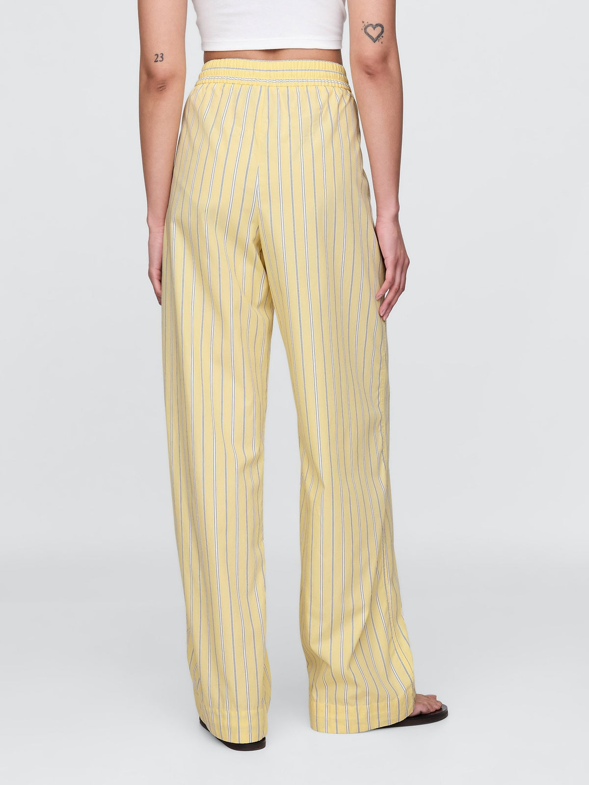 Sarı %100 Organik Pamuk Poplin Easy Wide-leg Pantolon