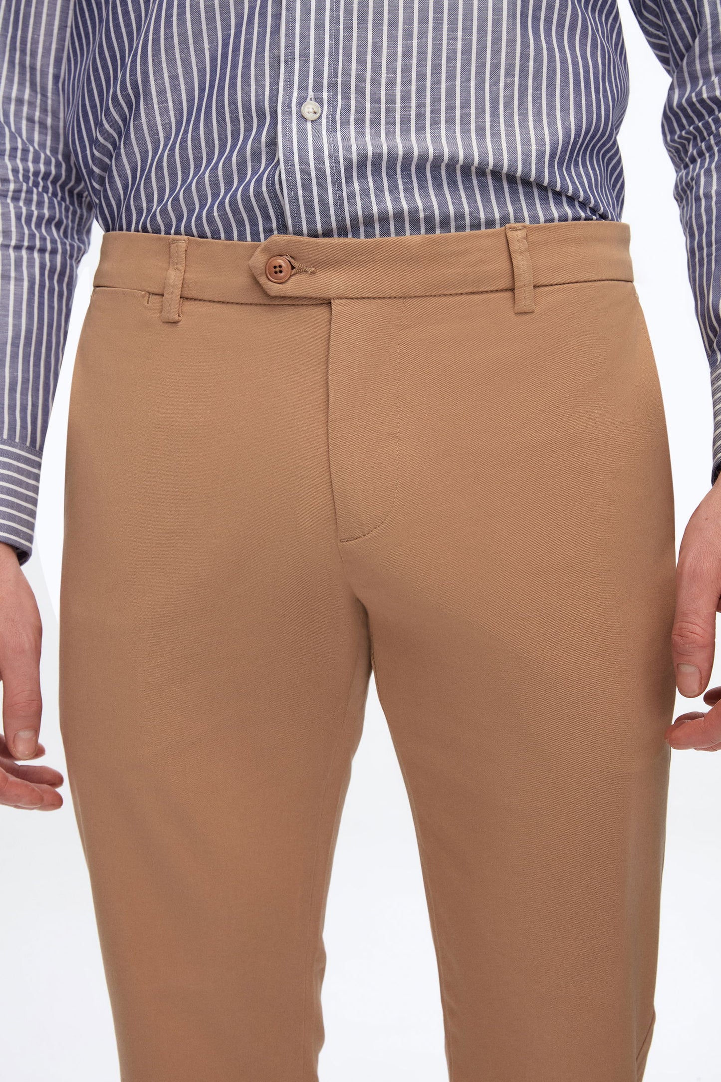 Damat Slim Fit Camel Bi Strech Pamuklu Beli Içten Lastikli Chino Pantolon