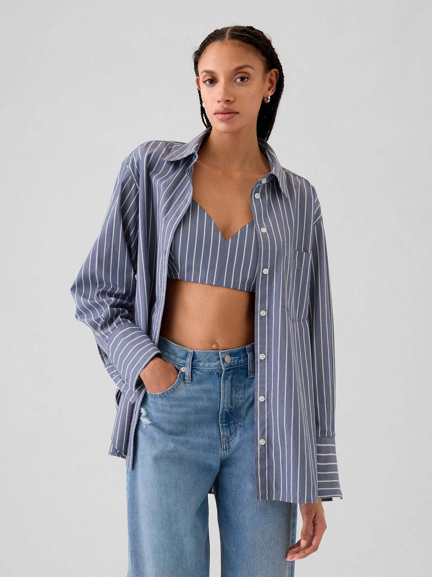 Mavi Organik Pamuk Crop Bralet