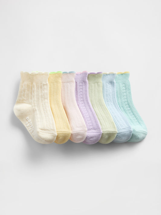 Çok Renkli Ruffle Quarter Crew Çorap (7’li)