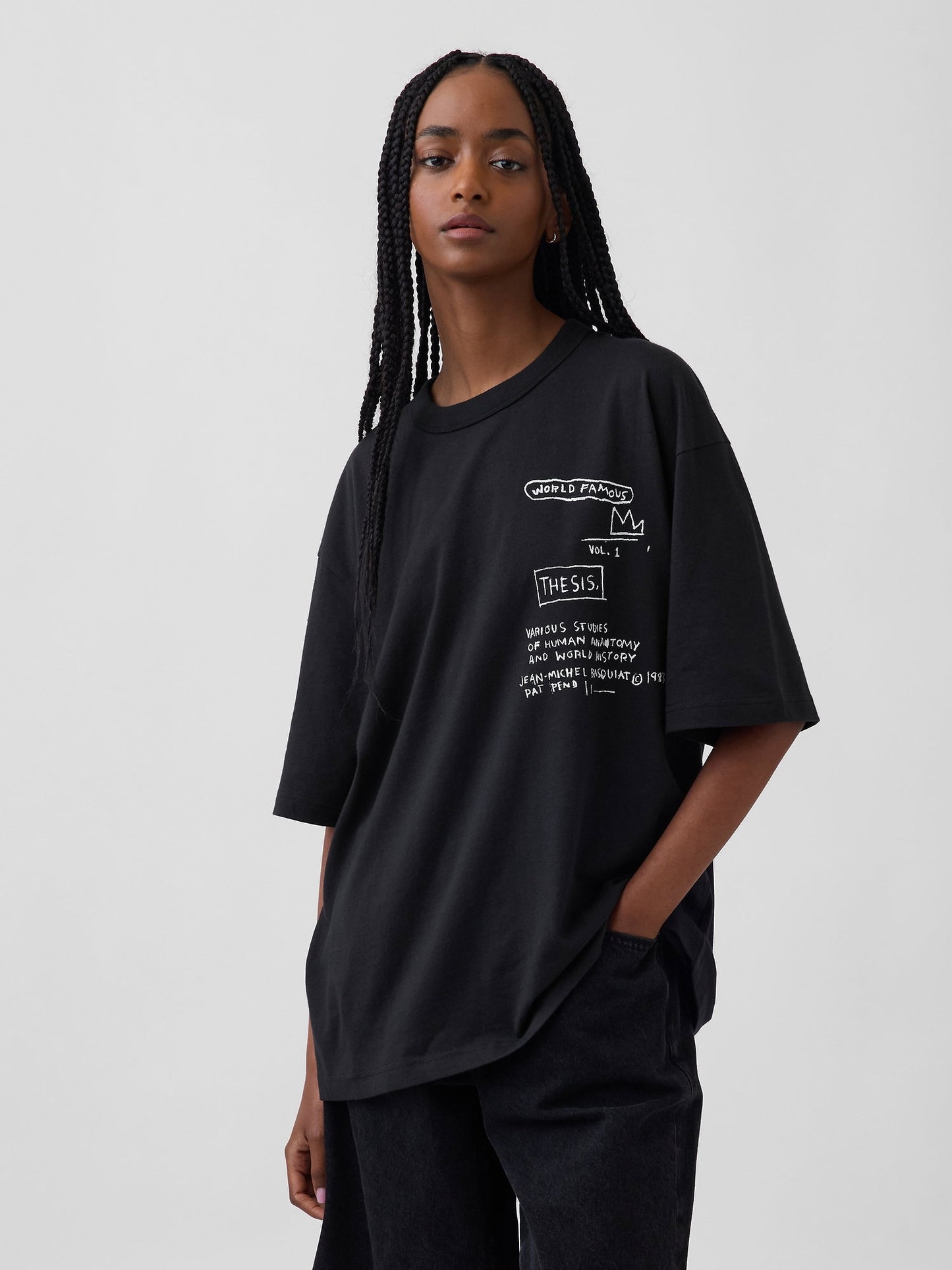 Siyah Jean-michel Basquiat Oversized T-shirt