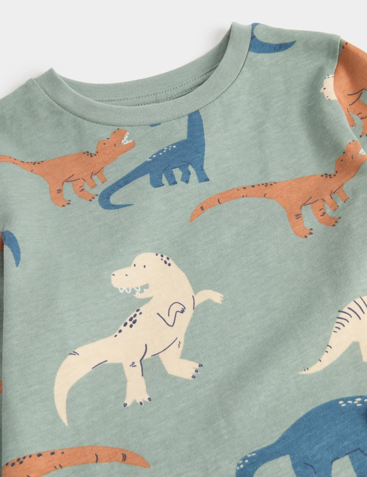 Saf Pamuklu Dinozor Desenli Çocuk Pijama Takımı
