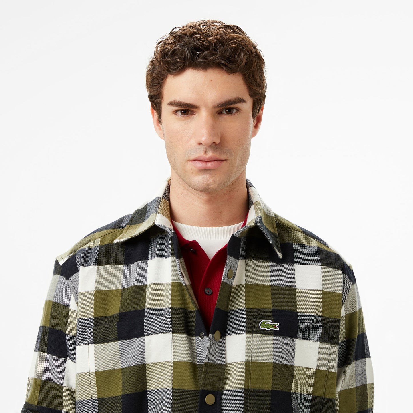 Lacoste Erkek Relaxed Fit Kareli Haki Gömlek