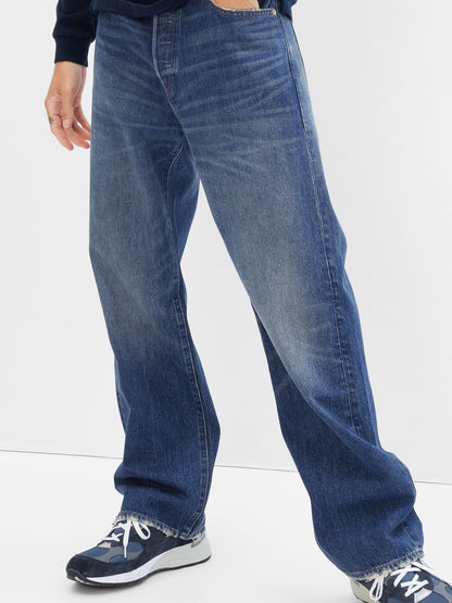 Koyu Mavi '90s Loose Jean Pantolon