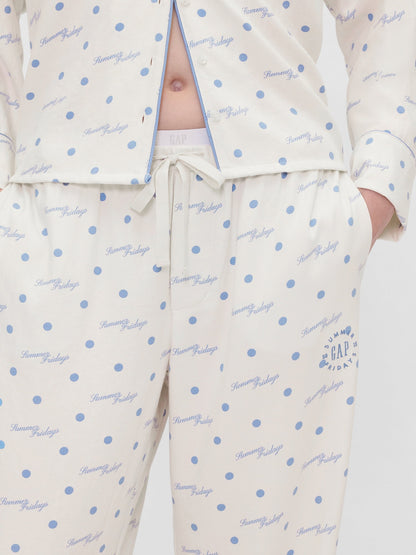 Kırık Beyaz Gap × Summer Fridays Relaxed Flannel Dotted Pijama Altı