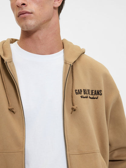 Kahverengi Vintagesoft Gap Logo Fermuarlı Sweatshirt