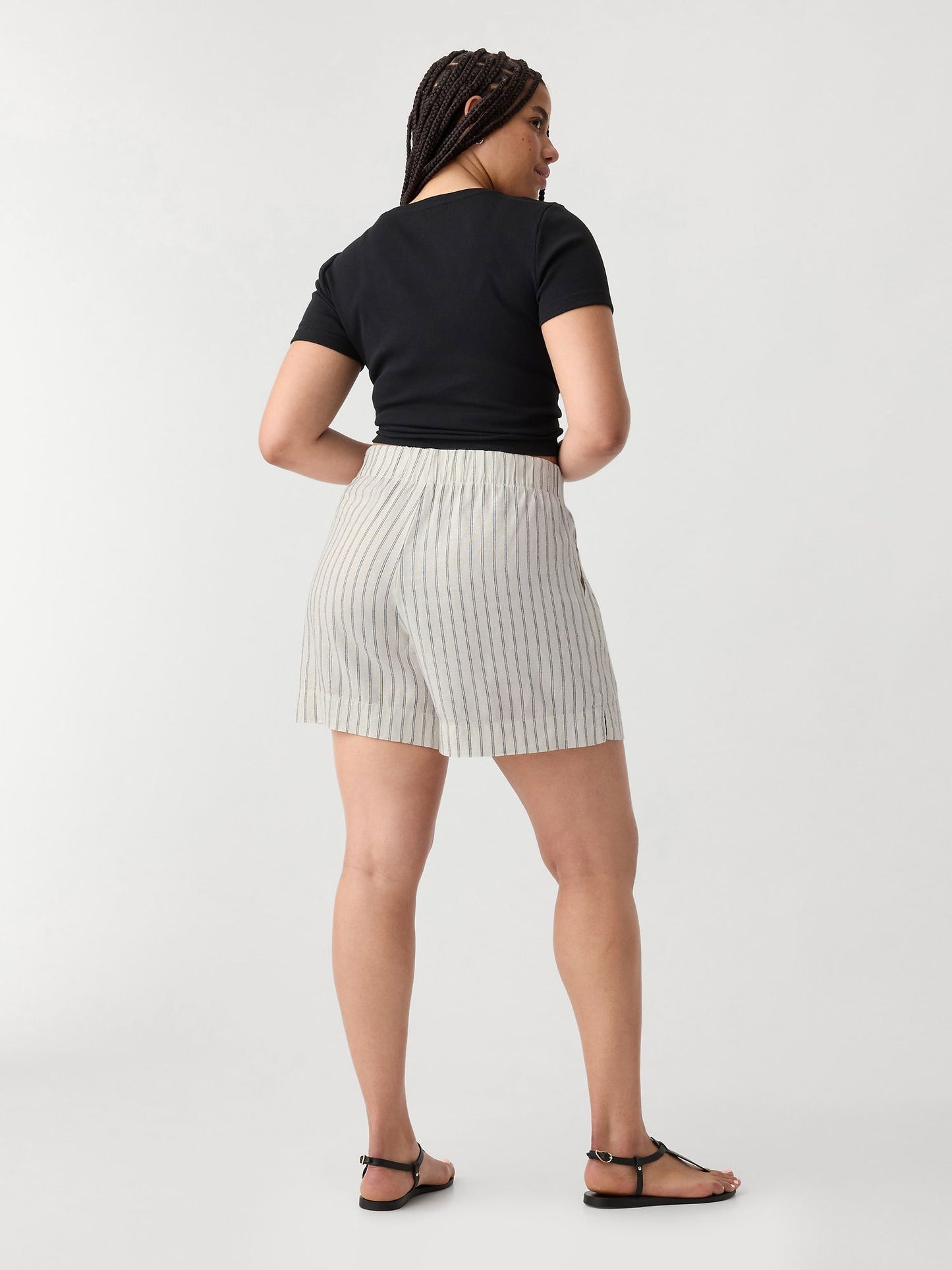 Kırık Beyaz 6'' Keten Karışımlı Pull-on Şort