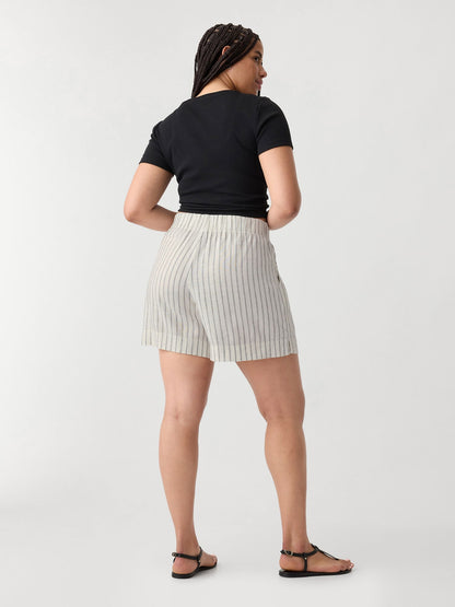 Kırık Beyaz 6'' Keten Karışımlı Pull-on Şort