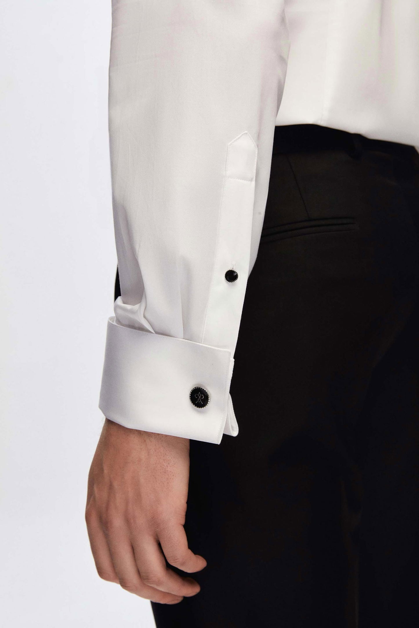 Damat Slim Fit Beyaz Jakar Desenli %100 Pamuk Nano Care Smokin Gömlek