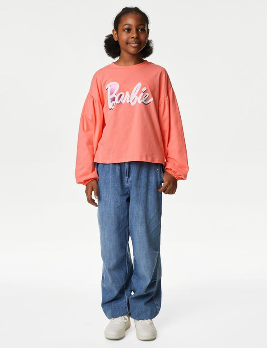 Saf Pamuklu Uzun Kollu Barbie™ T-shirt (5-16 Yaş)
