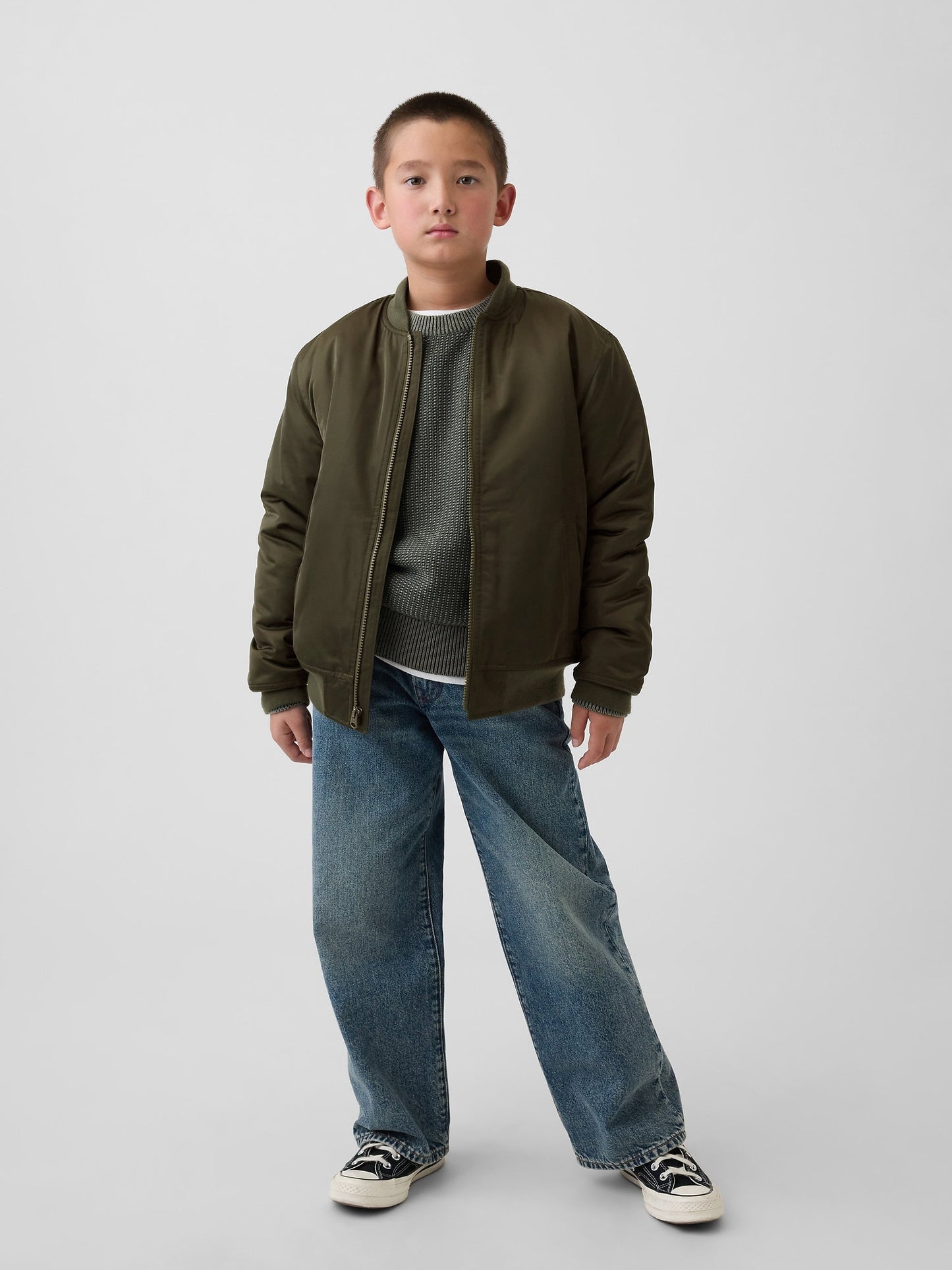 Haki Saten Bomber Ceket
