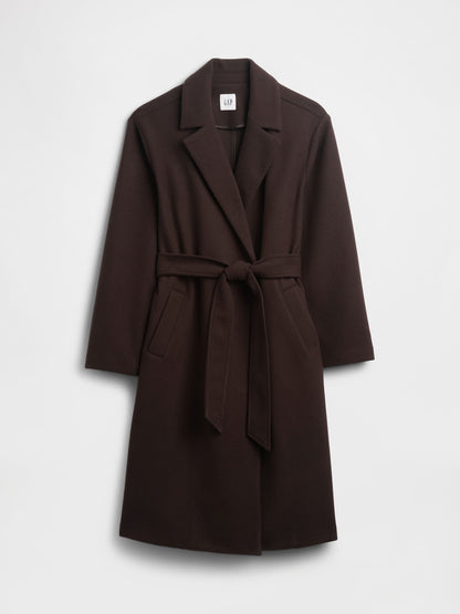 Kahverengi Relaxed Wool Wrap Kaban