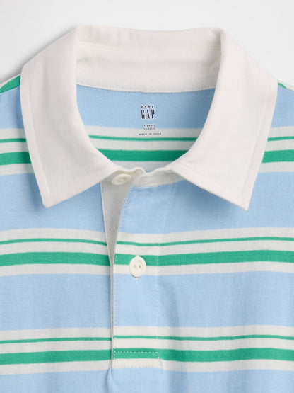 Açık Mavi Çizgili Rugby Polo T-shirt