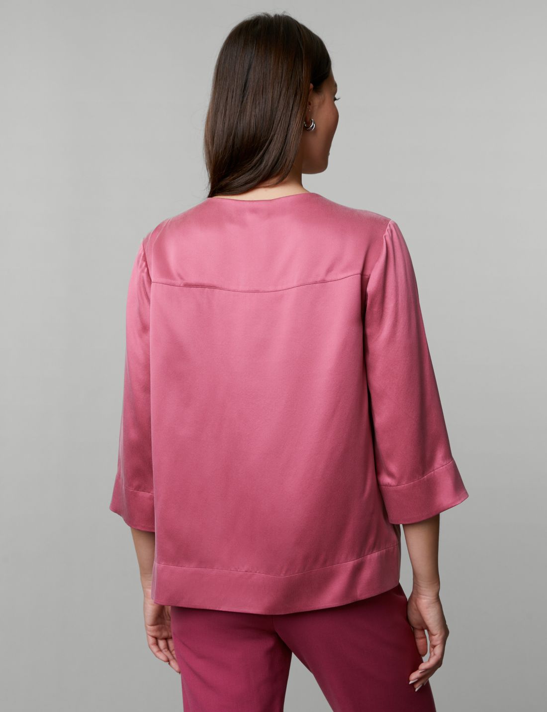 Relaxed Fit V Yaka Ipek Bluz