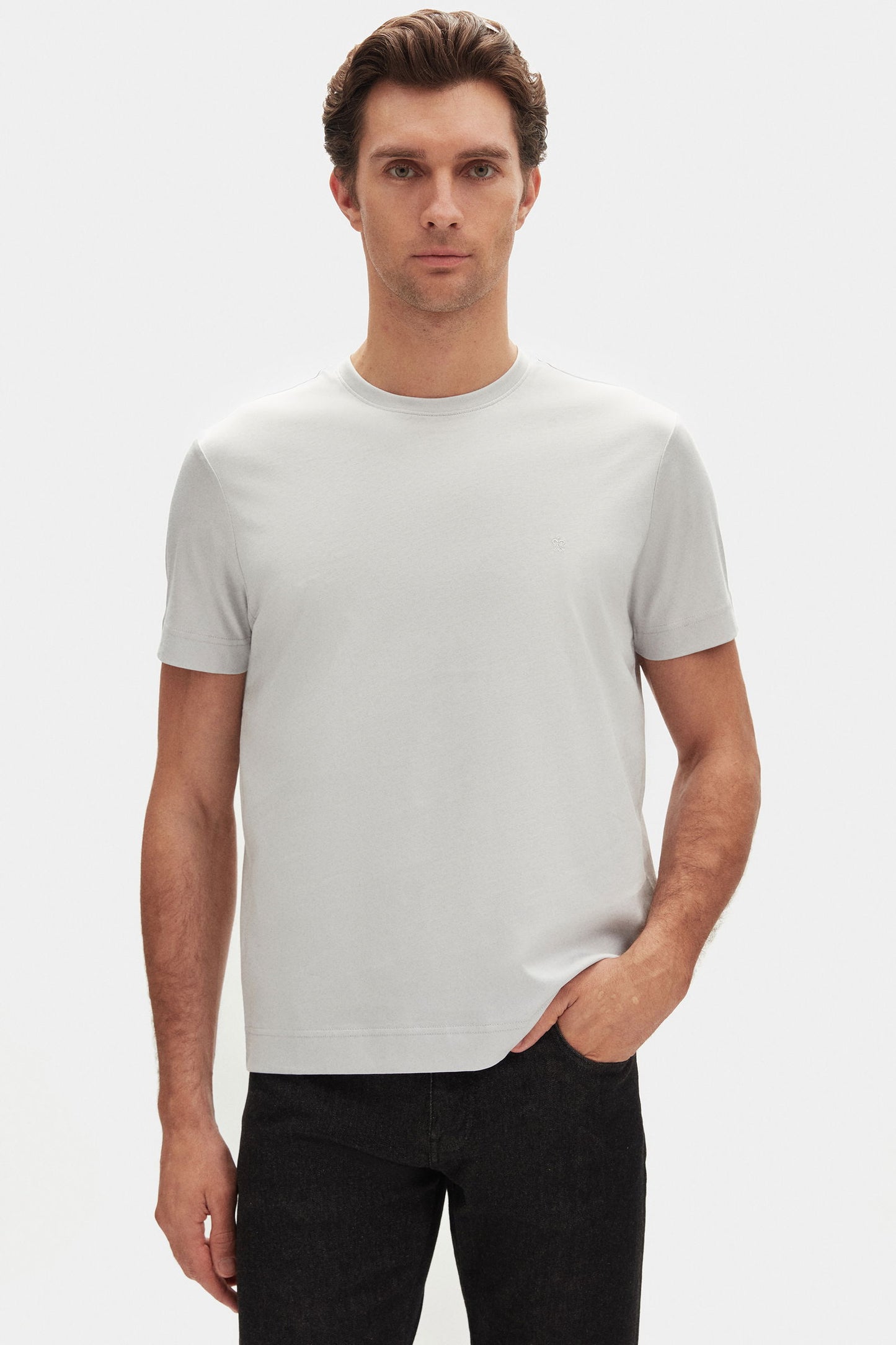 Damat Regular Fit Gri %100 Pamuk Merserize T-shirt