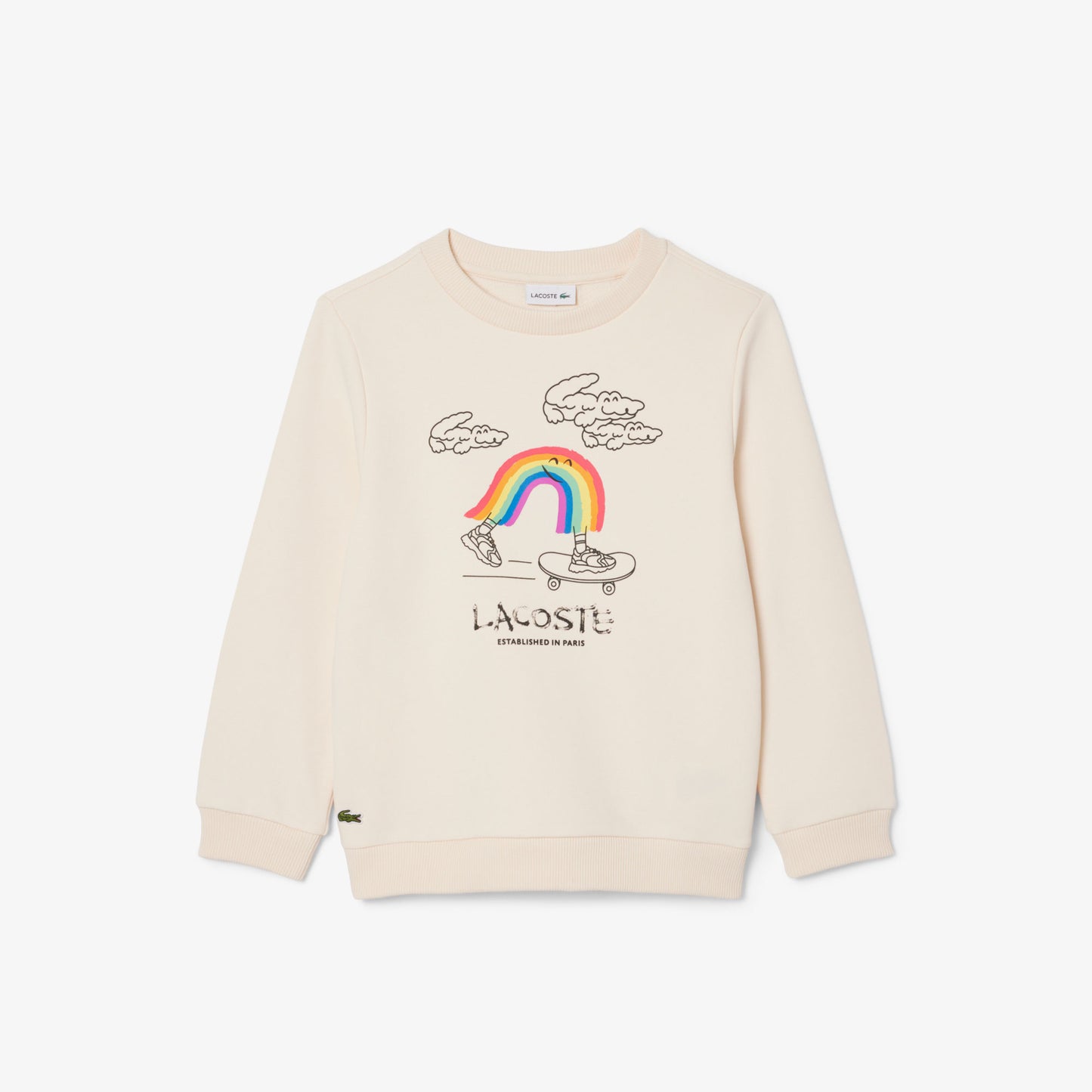 Lacoste Çocuk Bisiklet Yaka Desenli Krem Sweatshirt