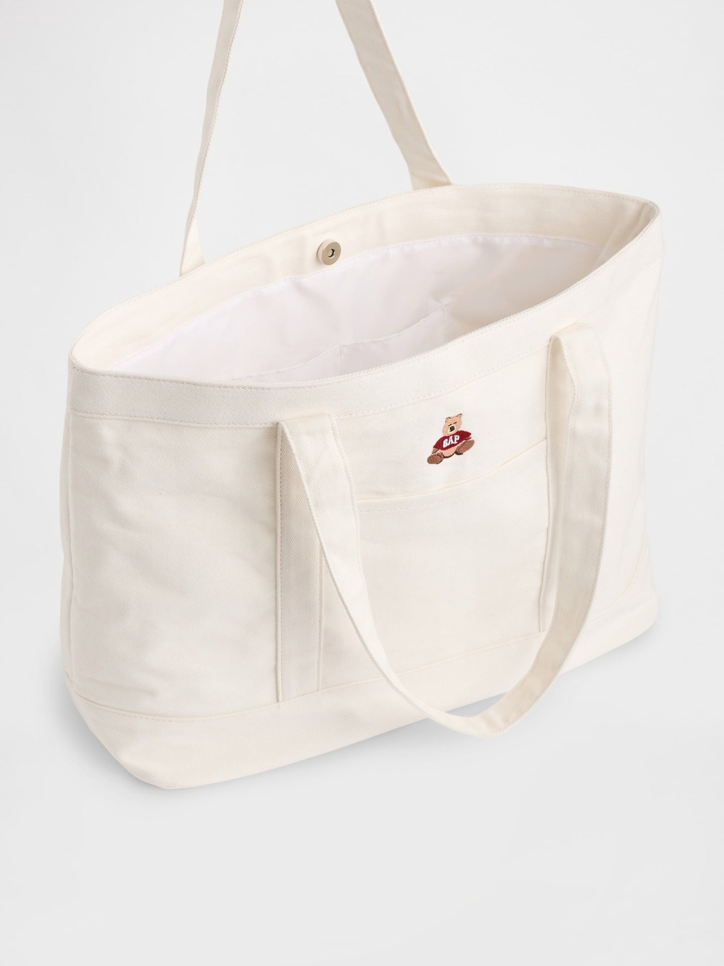 Beyaz Brannan Bear Logo Denim Tote Çanta